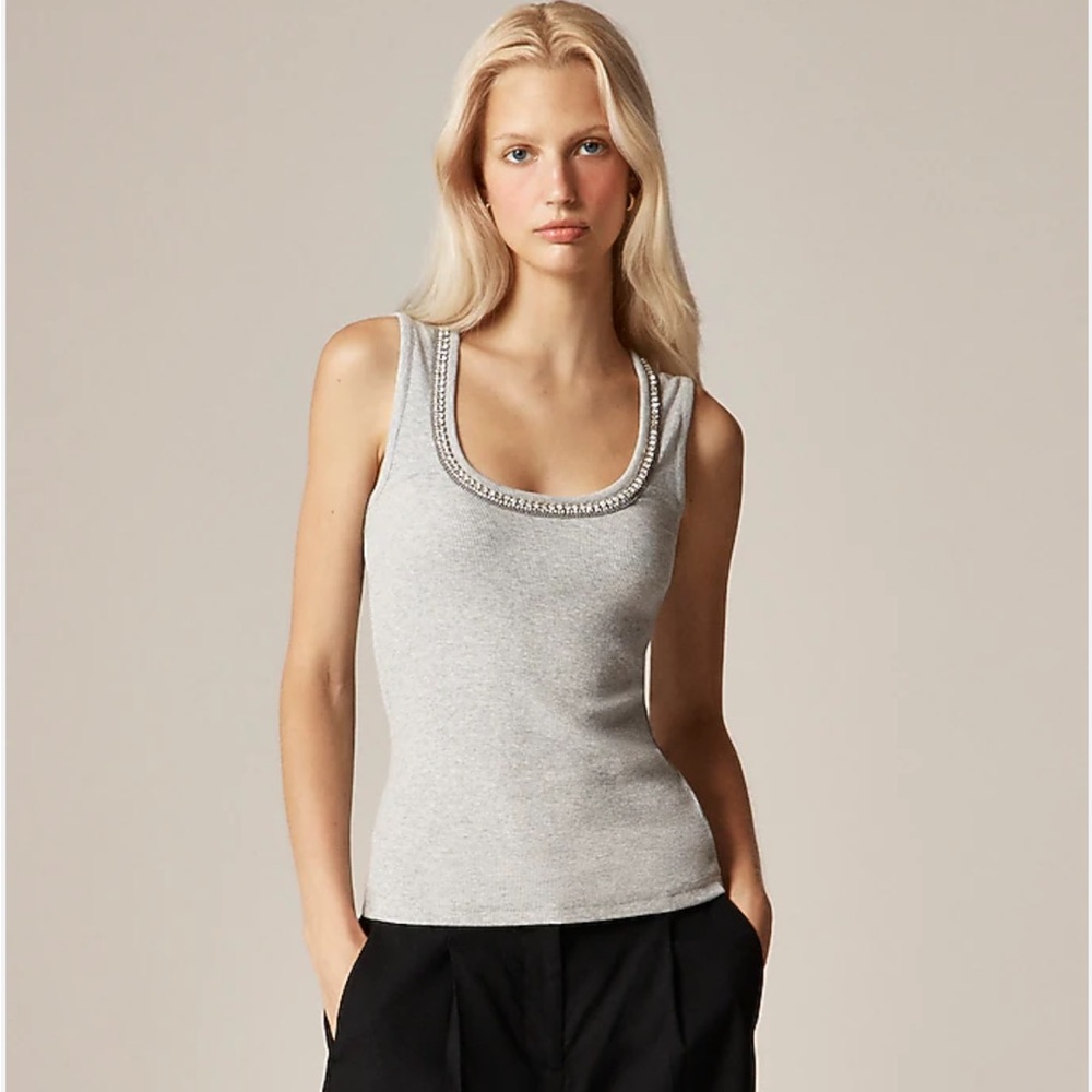 NWOT Ann Taylor White Embellished Tank Top